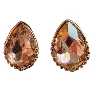 Gold Tone Peach Teardrop Earrings